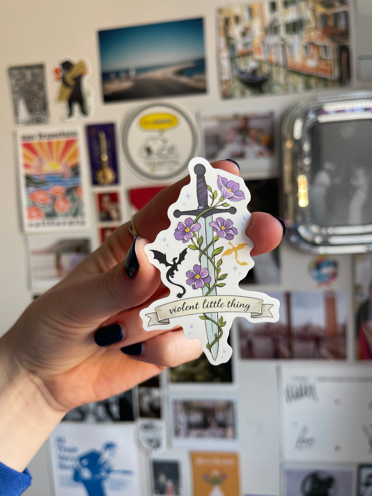 Violet Sword & Dragons Sticker