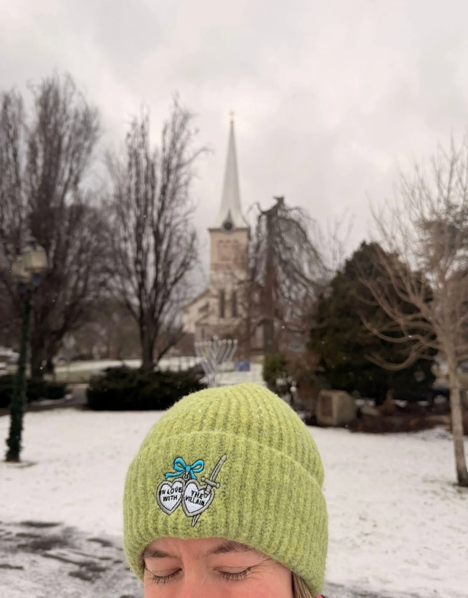 In Love with the Villain Embroidered Knit Beanie