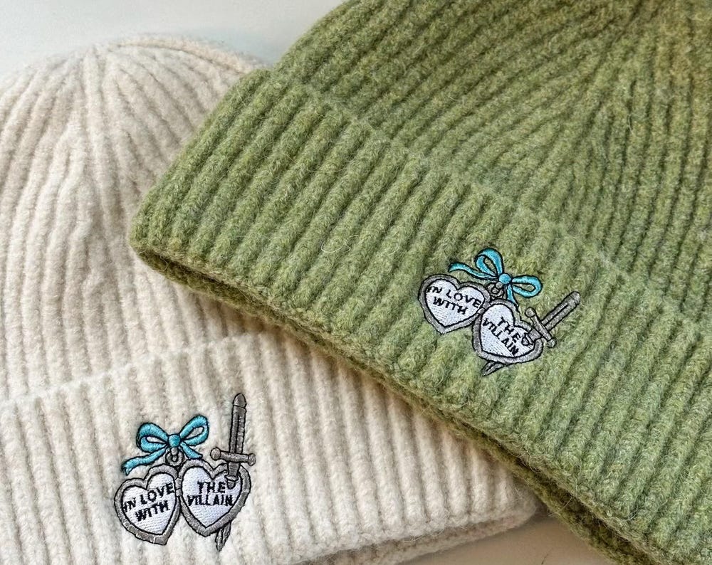 In Love with the Villain Embroidered Knit Beanie